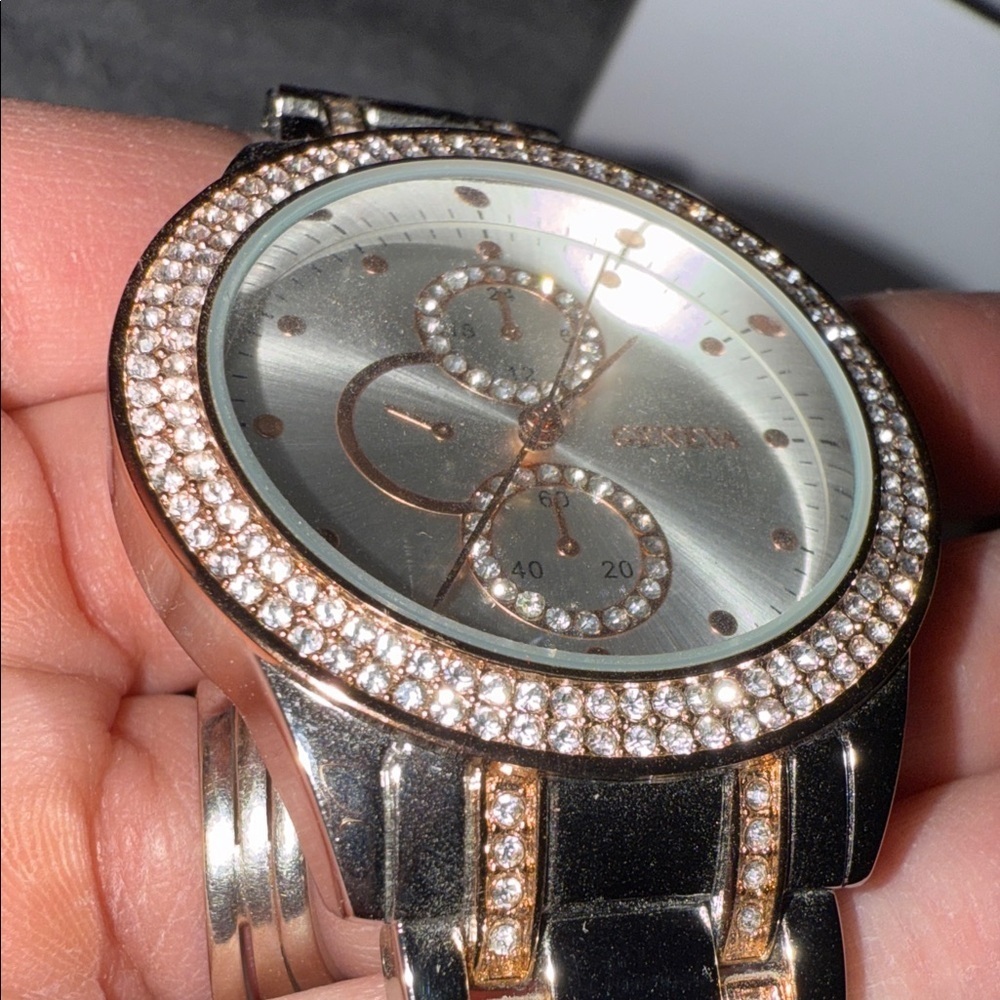 Geneva Silver and Rose Gold Women's Watch - Picture 10 of 11